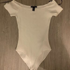 white off the shoulder body suit